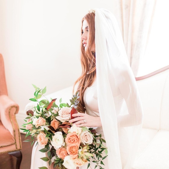 New Handmade Silk Chiffon Wedding Veil - Picture 5 of 6